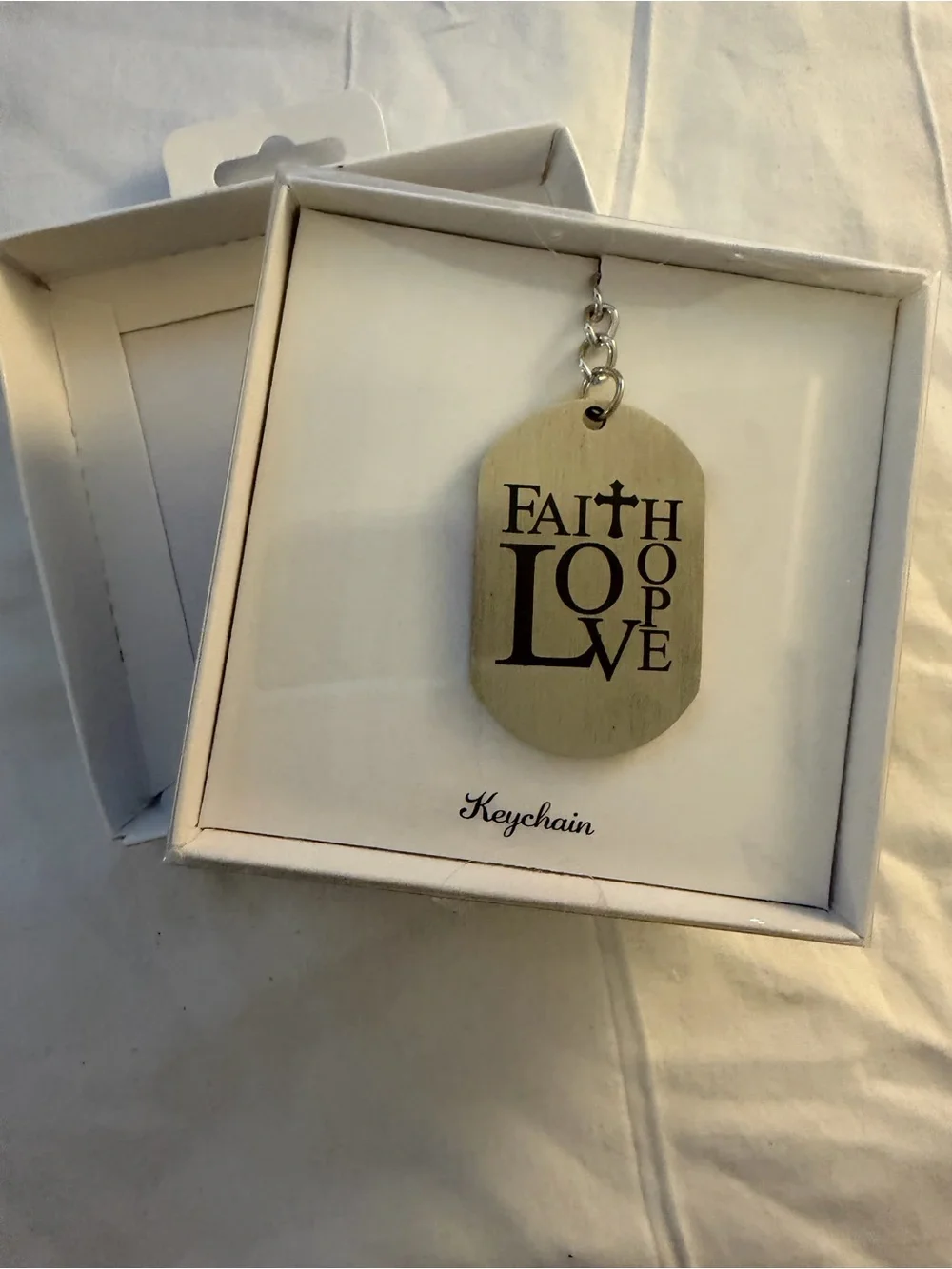 Faith Love Hope Engraved Stainless Keychain